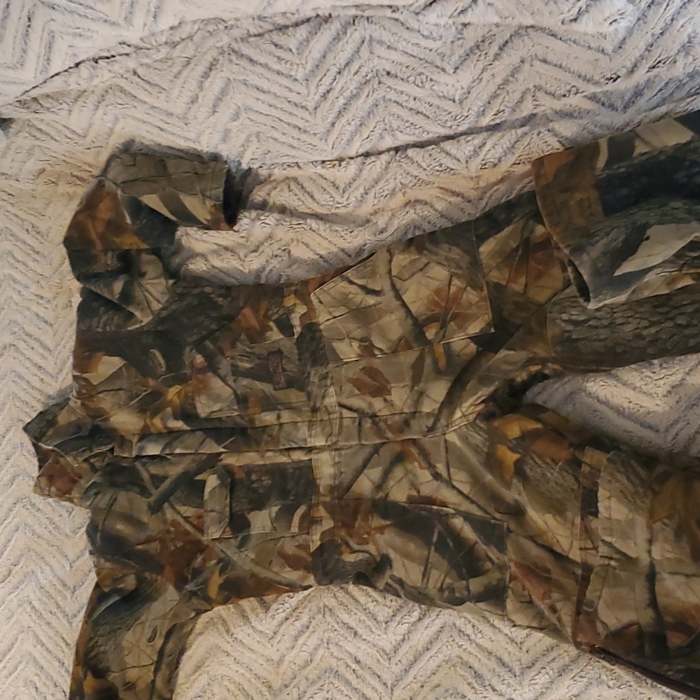 Camo coveralls.